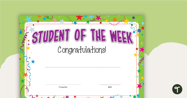 Student of the Week Certificate teaching resource