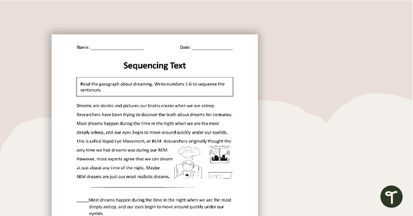 Sequencing Text - Worksheet teaching resource