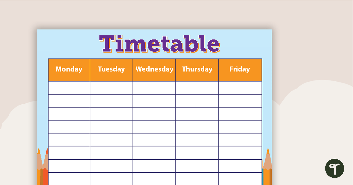 Pencils - Weekly Timetable teaching resource