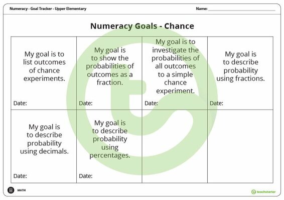 Goal Labels - Chance (Upper Elementary) teaching resource