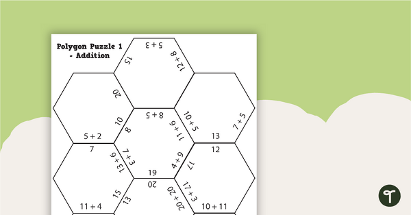 Image of Polygon Puzzles - Addition Worksheets with Answers