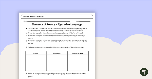 Elements of Poetry - Figurative Language teaching resource