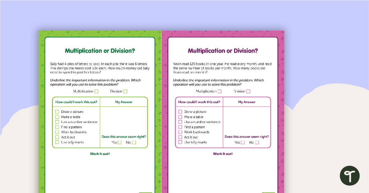 Multiplication or Division? Working Cards teaching resource