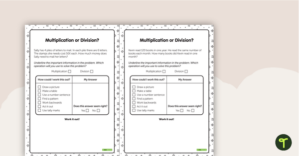 Image of Multiplication or Division? Problem Solving Cards