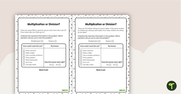 Multiplication or Division? Problem Solving Cards teaching resource