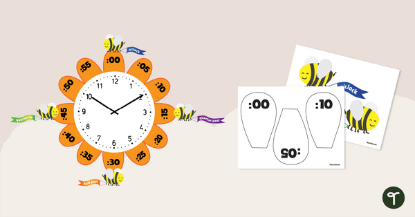 Image of Classroom Clock Labels - Flower Time Petals