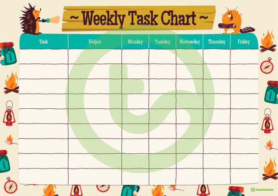 Camping - Weekly Task Chart teaching resource