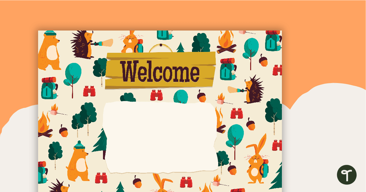 Camping - Welcome Sign and Name Tags teaching resource