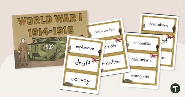 Go to World War One Word Wall Vocabulary teaching resource