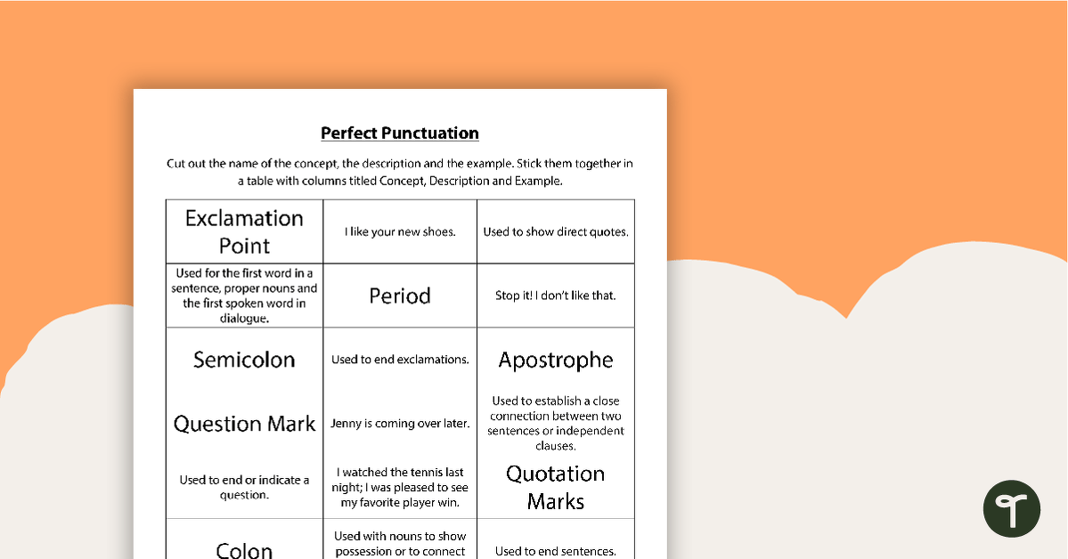 Perfect Punctuation Worksheet teaching resource