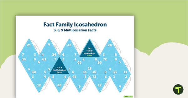 Fact Family Icosahedron (3, 6, 9 Multiplication and Division Facts) teaching resource