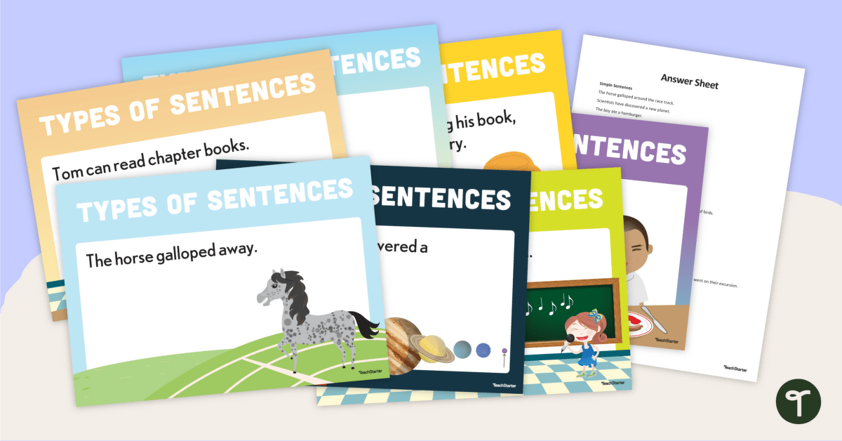 Simple, Compound and Complex Sentences Flashcards teaching resource