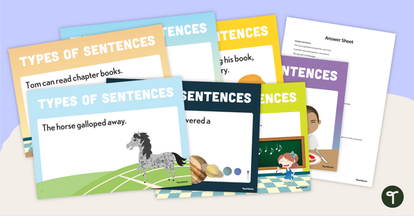 Preview image for Simple, Compound and Complex Sentences Flashcards - teaching resource