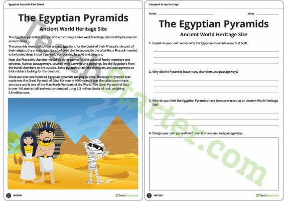 The Egyptian Pyramids - Comprehension Task teaching resource