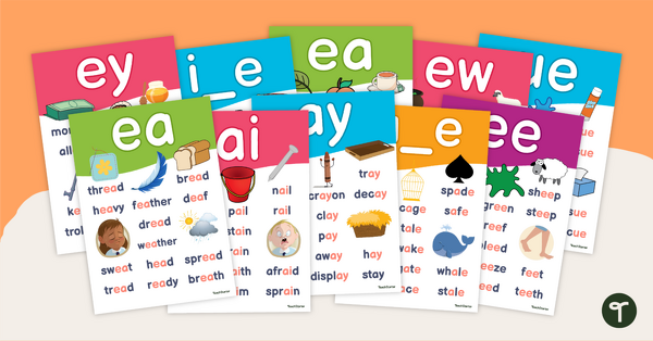 Vowel Digraphs Poster Pack teaching resource