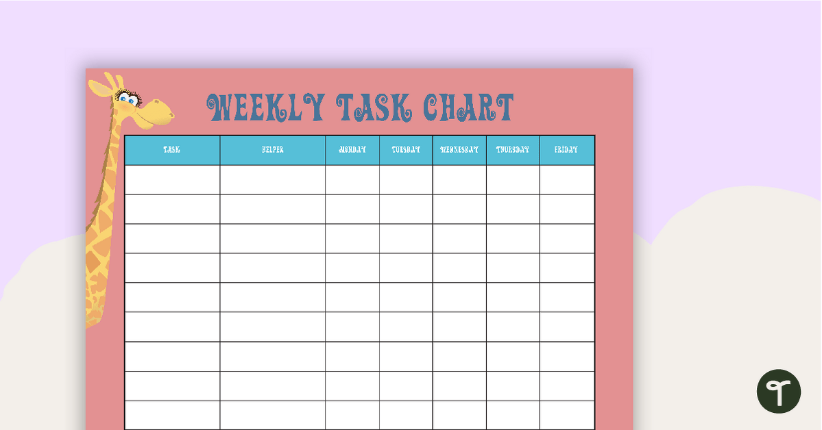 Giraffes - Weekly Task Chart teaching resource