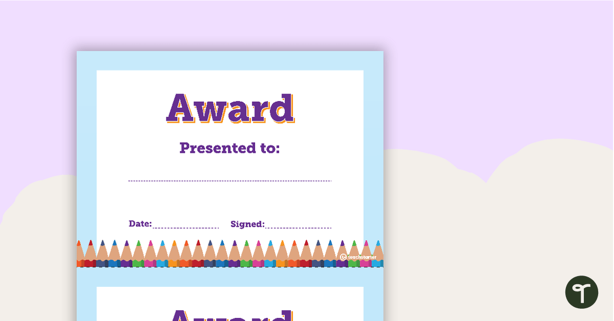 Pencils - Award Certificate teaching resource