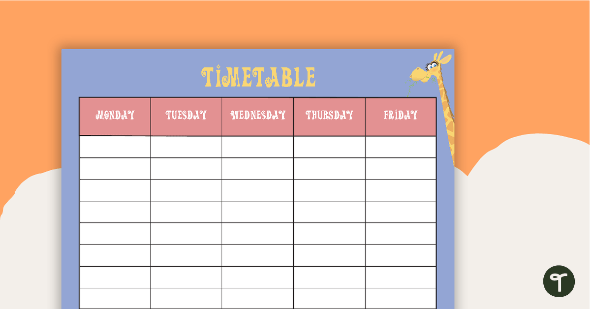 Giraffes - Weekly Timetable teaching resource