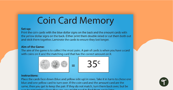 Go to Coin Card Memory Game teaching resource