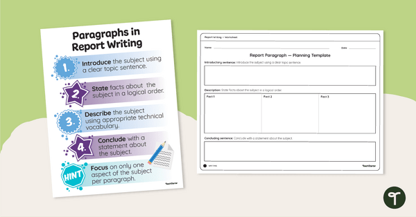 Go to Report Writing Paragraph Structure – Poster and Planning Template teaching resource