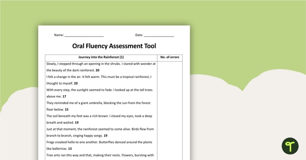 Reading Fluency Assessment Tool - Rainforests teaching resource