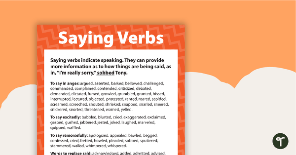 Saying Verbs Poster teaching resource