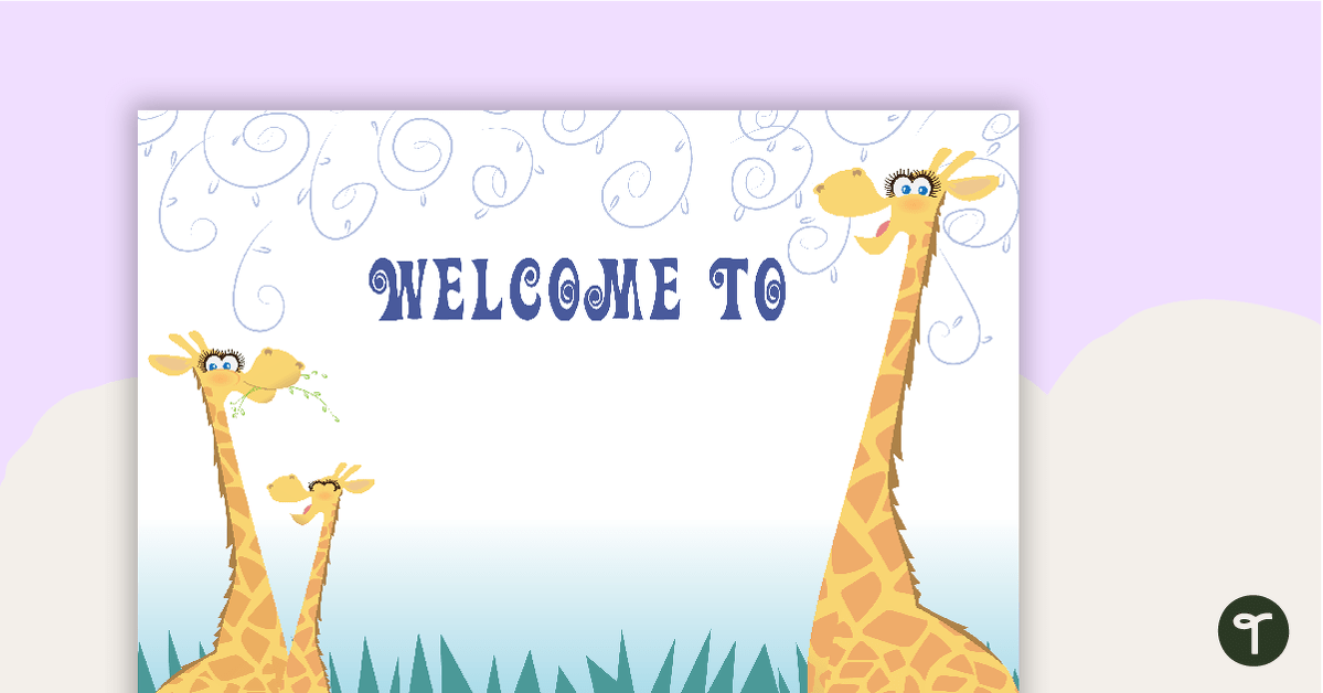 Giraffes - Welcome Sign and Name Tags teaching resource