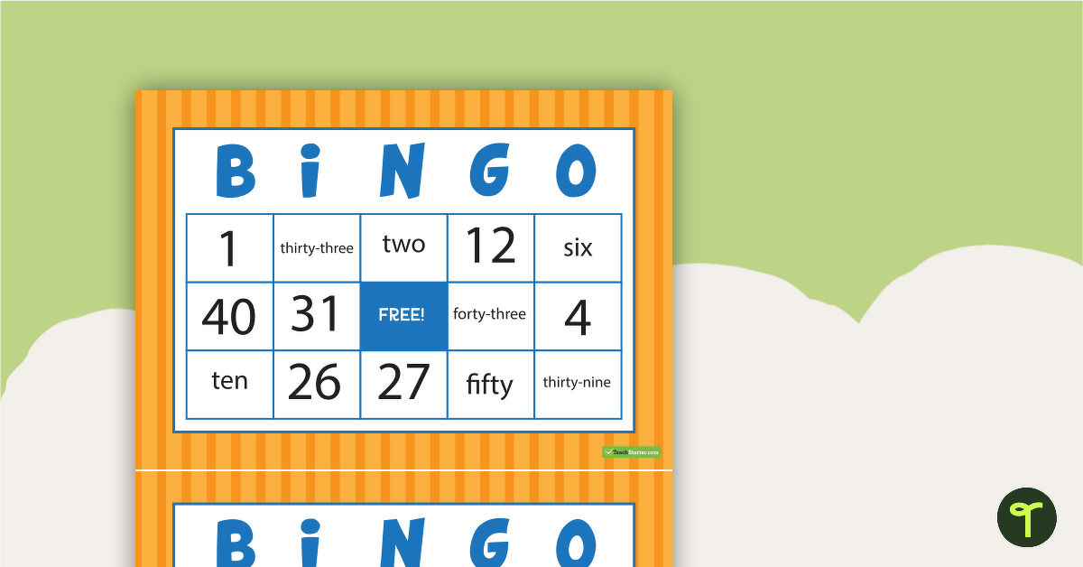 Numbers and Words Bingo – Numbers 0–50 teaching resource