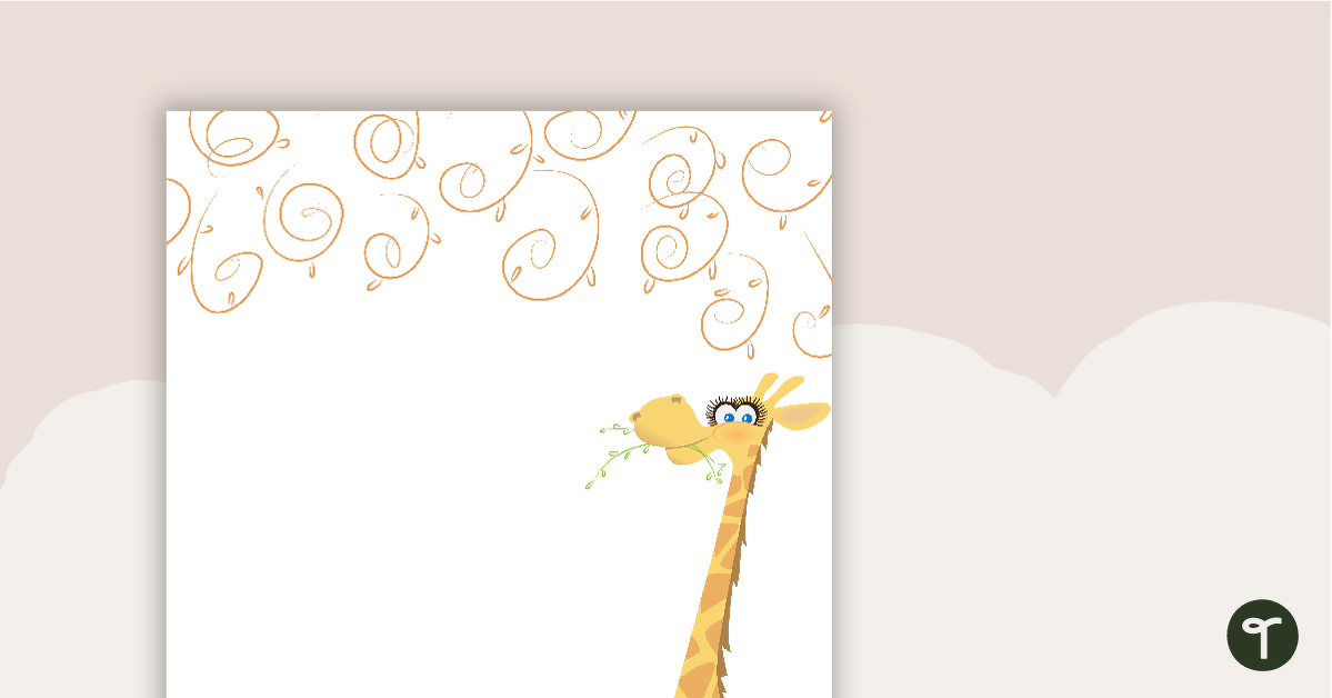 Giraffes - Portrait Page Borders teaching resource