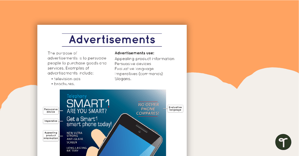 Advertisement Text Type Poster With Annotations teaching resource