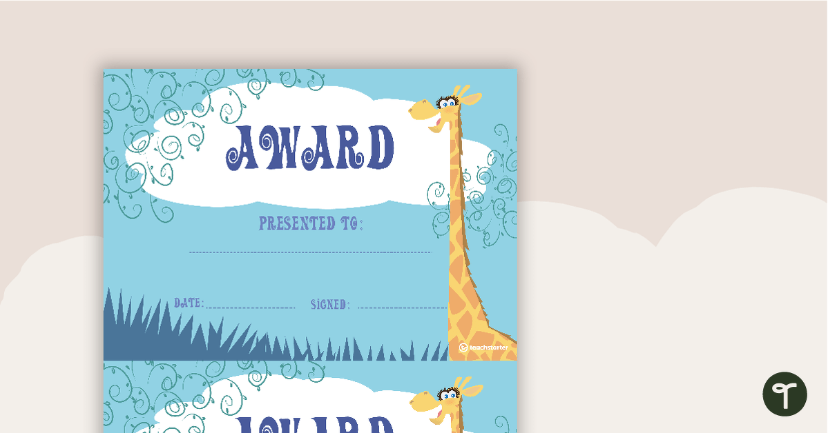 Giraffes - Award Certificate teaching resource