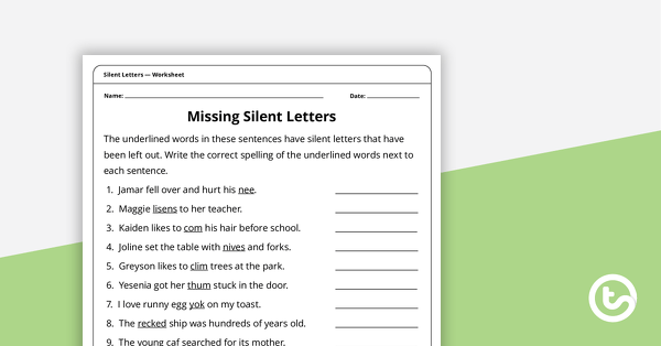 silent letters worksheet pack teach starter