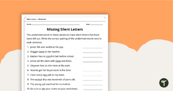 Silent Letters Worksheet Pack | Teach Starter