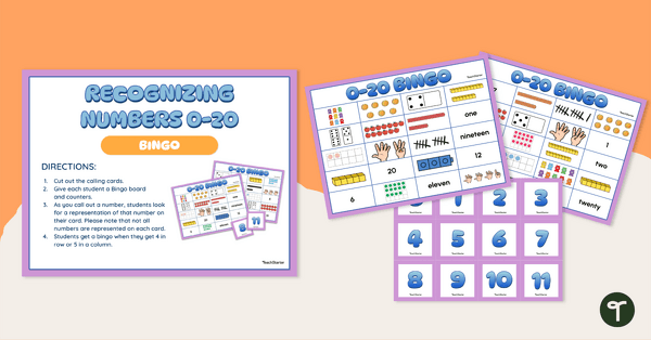 Number Recognition BINGO (Numbers 0 — 20) teaching resource