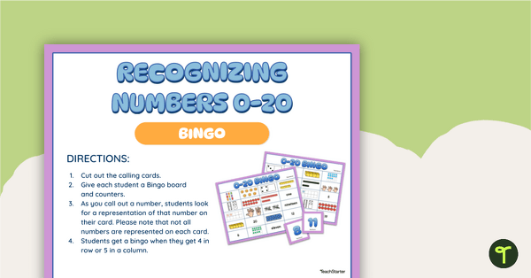 Number Recognition BINGO (Numbers 0 — 20) teaching-resource