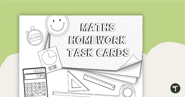 Go to Maths Homework Cards with Worksheets - BW teaching resource