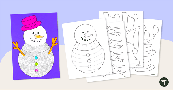 Image of Funky Snowman Craft Template