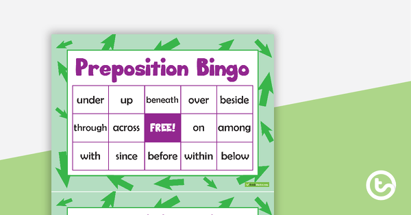 Preposition Bingo teaching resource