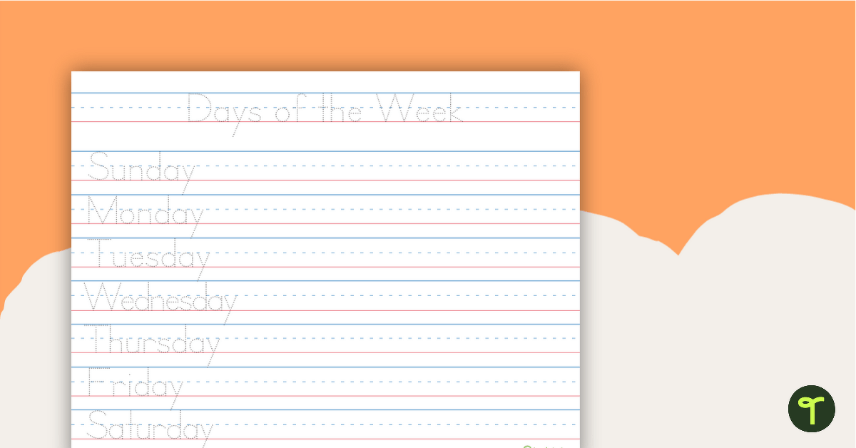 Days of the Week - Handwriting Sheet teaching resource