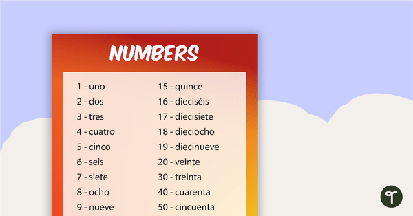 Go to Number in Spanish Poster teaching resource