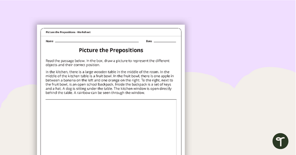 Picture the Preposition Worksheet teaching resource