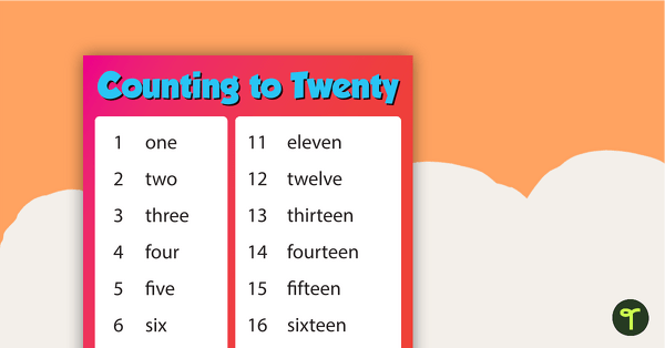 Go to Counting to Twenty in Word Form - Color Poster teaching resource