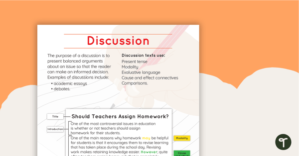 Discussion Text Type Poster With Annotations teaching resource
