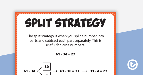 double digit subtraction strategies posters teach starter