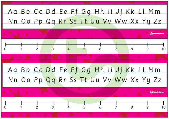 Desk Plate Alphabet and Number Line - No Name - 0-10 - Stars - Mixed Colours teaching resource