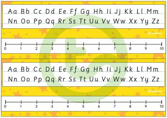 Desk Plate Alphabet and Number Line - No Name - 0-10 - Stars - Mixed Colours teaching resource