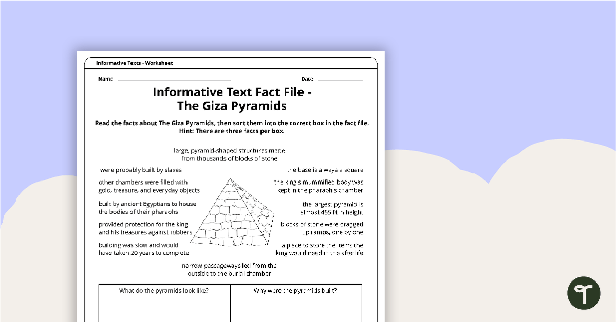 Informative Texts Writing Task - Giza Pyramids teaching resource