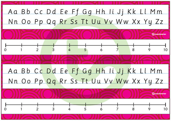 Desk Plate Alphabet and Number Line - No Name - 0-10 - Swirls - Mixed Colours teaching resource
