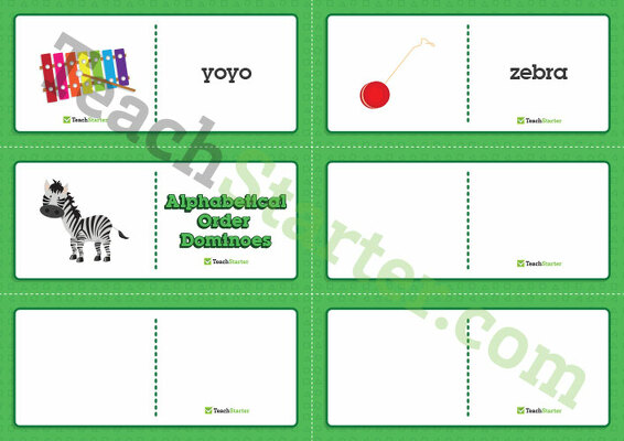 Alphabetical Order Dominoes teaching resource