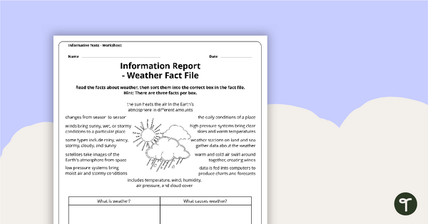 Informative Texts Writing Task - Weather teaching resource